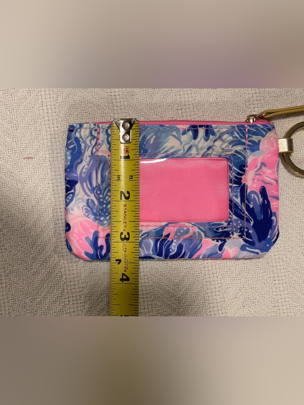 💛Lilly Pulitzer Floral Key Card Pouch in Pink, Blue & Purple with Gold Trim - Picture 7 of 8